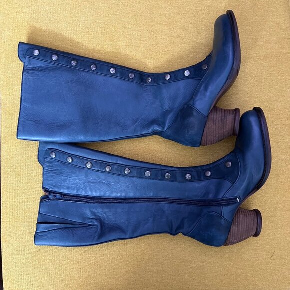 John Fluevog Mezzo Dallas Tall Boots with Studded Detail 7.5 - Picture 2 of 16